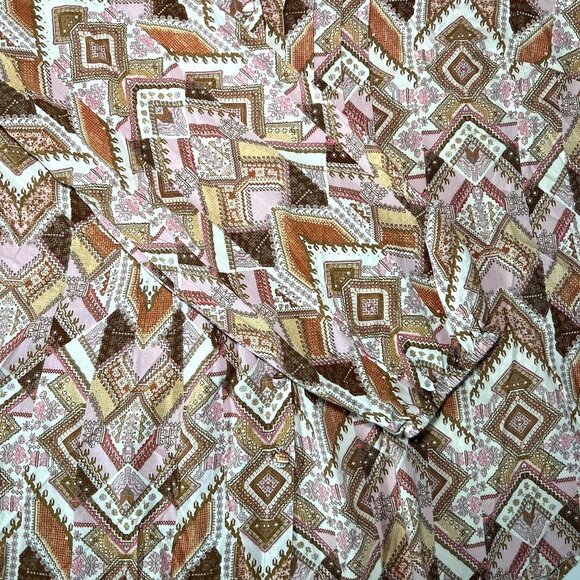 J. Jill woman size 1X Pin-tuck Tunic 100% Rayon‎ Top Earthy Peach Tribal Print - Picture 6 of 8